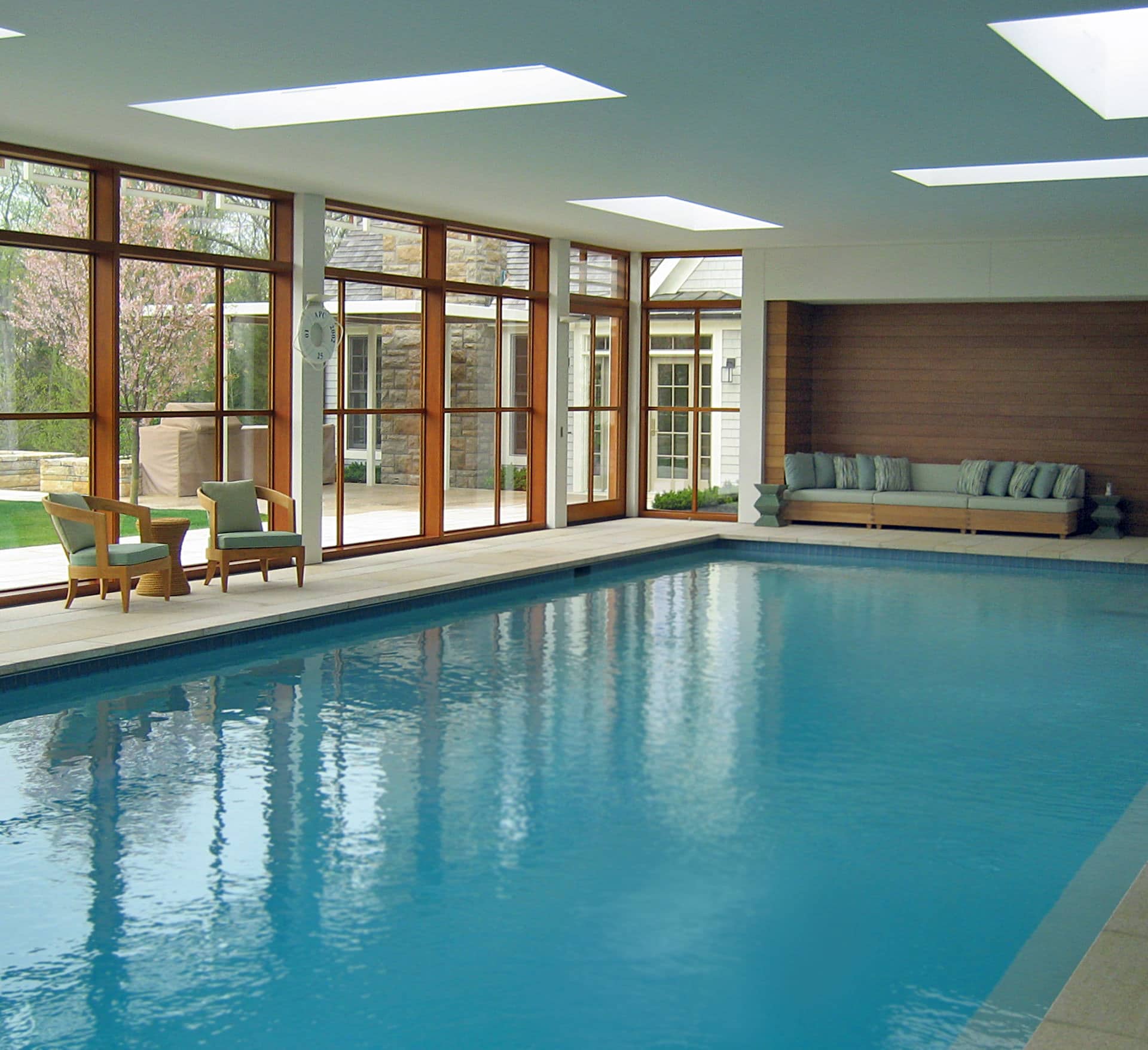 Indoor Pool at Mid-Century Modern estate in Washington, Connecticut | Rodman Paul Architects